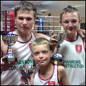 Connor Seymour, Harvey Tovey-Hales and Jackson Windas celebrate victories.